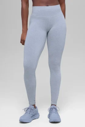 Sömlösa High-Waist ribbade leggings i två nyanser – Winter Frost Heather