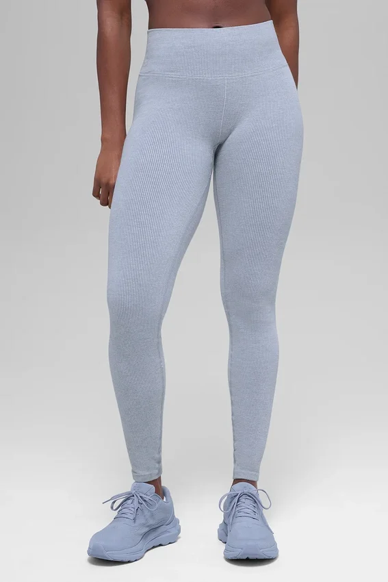 Sömlösa High-Waist ribbade leggings i två nyanser – Winter Frost Heather