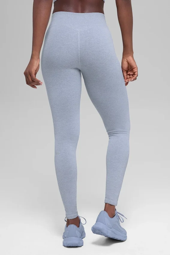 Sömlösa High-Waist ribbade leggings i två nyanser – Winter Frost Heather
