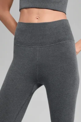 Sömlösa ribbade High-Waist-leggings i två nyanser – Dark Misty Grey Heather