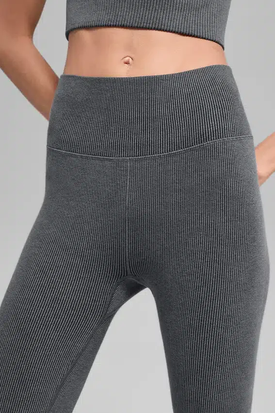 Sömlösa ribbade High-Waist-leggings i två nyanser – Dark Misty Grey Heather
