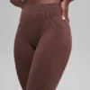 Sömlösa tvåfärgade ribbade High-Waist leggings – Brownstone Heather