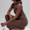 Sömlösa tvåfärgade ribbade High-Waist leggings – Brownstone Heather