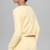 Snuggle up Stickat kort kofta – Candlelight Yellow
