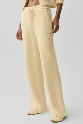 Snuggle Up Sweater High-Waist Wide Leg Pant – Candlelight Yellow
