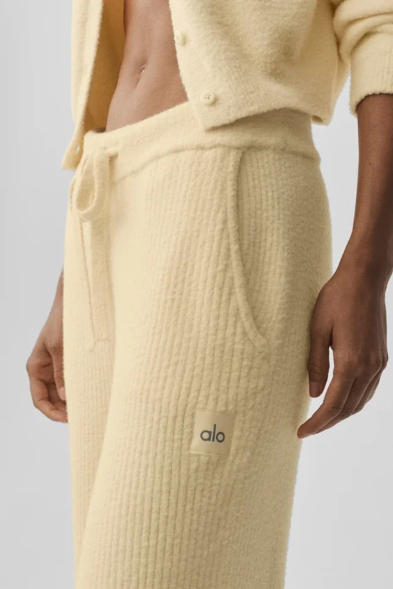 Snuggle Up Sweater High-Waist Wide Leg Pant – Candlelight Yellow