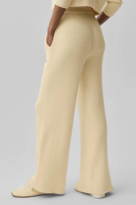 Snuggle Up Sweater High-Waist Wide Leg Pant – Candlelight Yellow