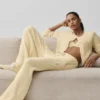 Snuggle Up Sweater High-Waist Wide Leg Pant – Candlelight Yellow