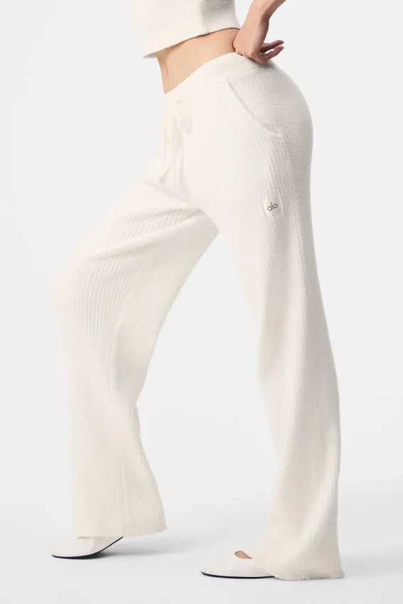 Snuggle up Sweater High-Waist Wide Leg Pant – Ivory