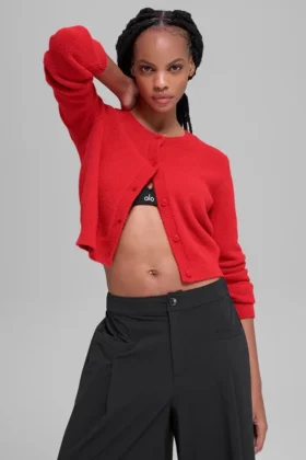 Snuggle up-tröja, kort kofta – Bright Red