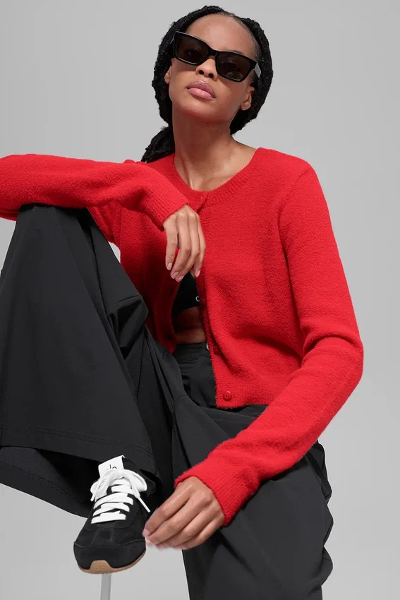 Snuggle up-tröja, kort kofta – Bright Red