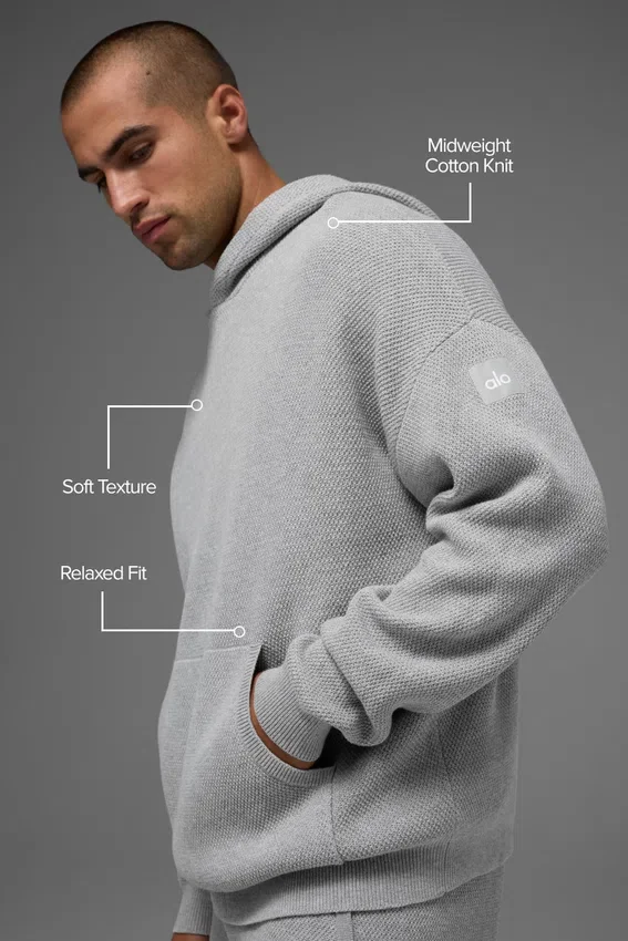 Sportklubbsstickat med huva – Athletic Heather Grey