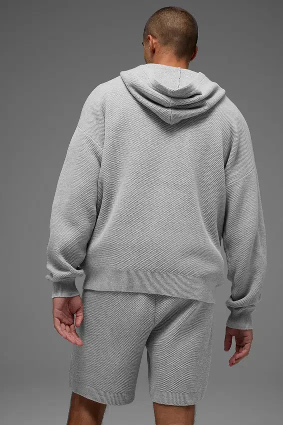 Sportklubbsstickat med huva – Athletic Heather Grey