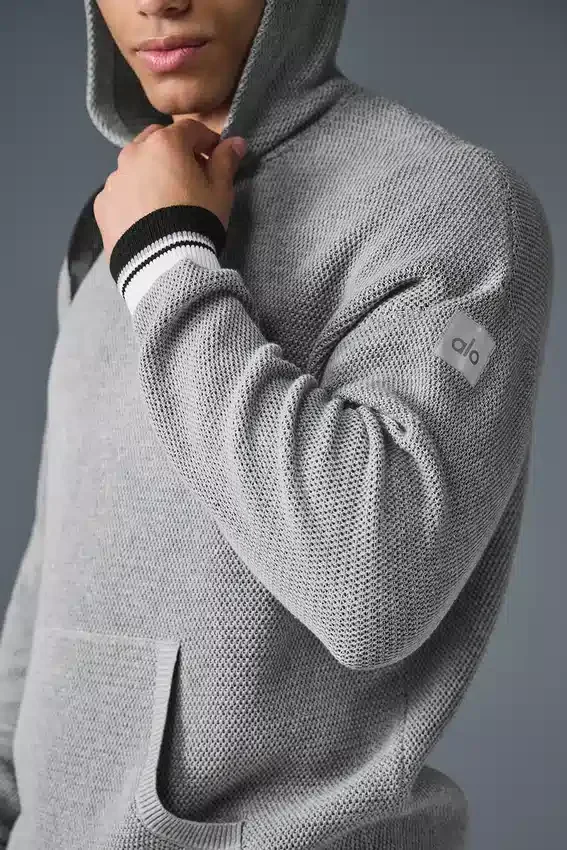 Sportklubbsstickat med huva – Athletic Heather Grey