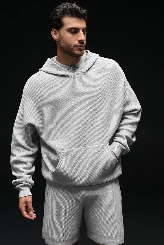 Sportklubbsstickat med huva – Athletic Heather Grey