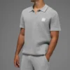 Sports Club Stickat Knit Polo – Athletic Heather Grey