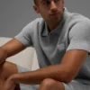 Sports Club Stickat Knit Polo – Athletic Heather Grey