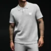 Sports Club Stickat Knit Polo – Athletic Heather Grey