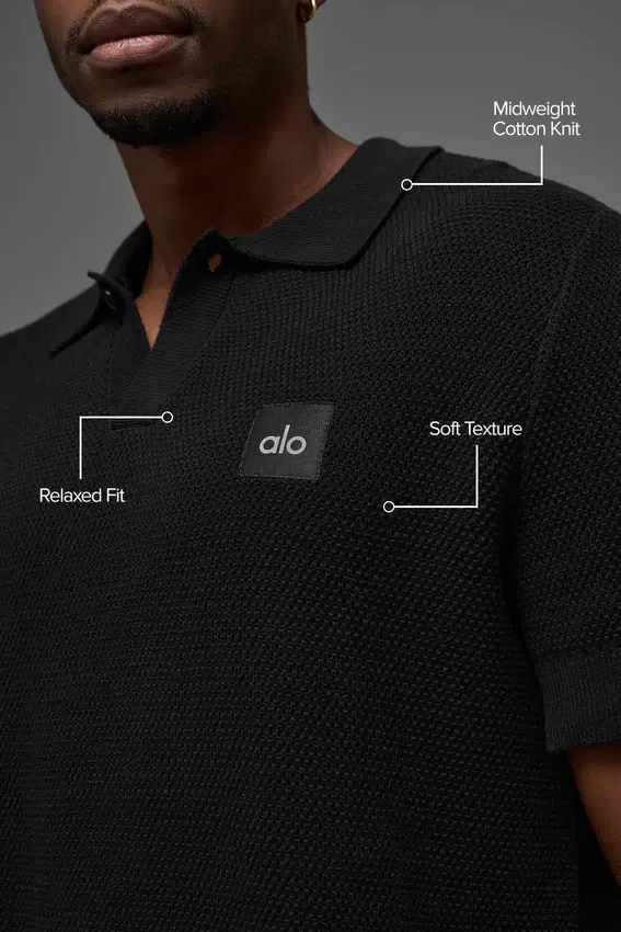 Sports Club Stickat Polo – Svart