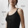 Stickat Sunlit Button Down Tank – Svart