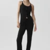 Stickat Sunlit Button Down Tank – Svart