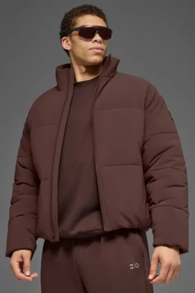 Stretchvävd Street Puffer – Brownstone