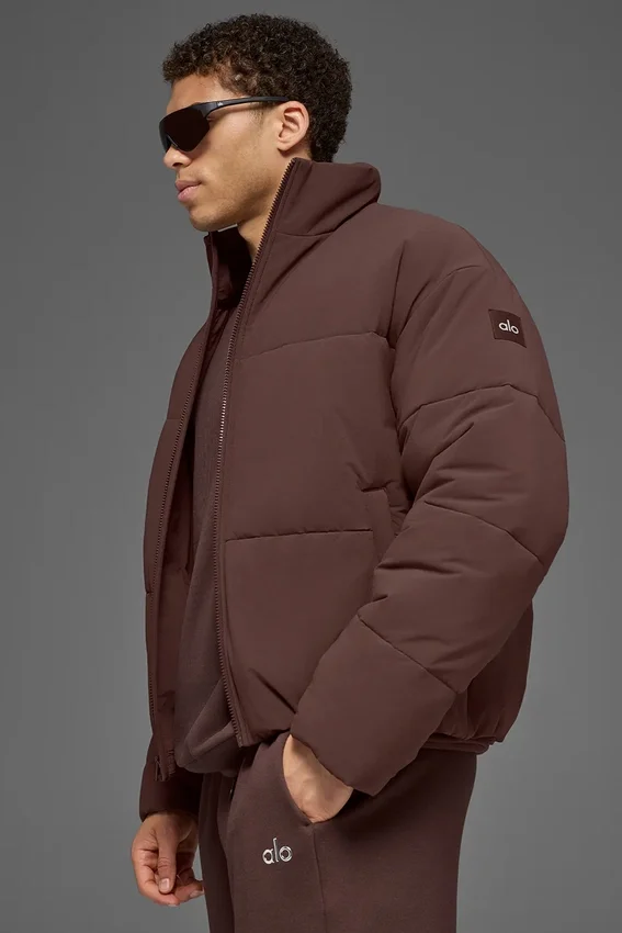 Stretchvävd Street Puffer – Brownstone