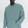 Strickad huvtröja med struktur – Desert Sage