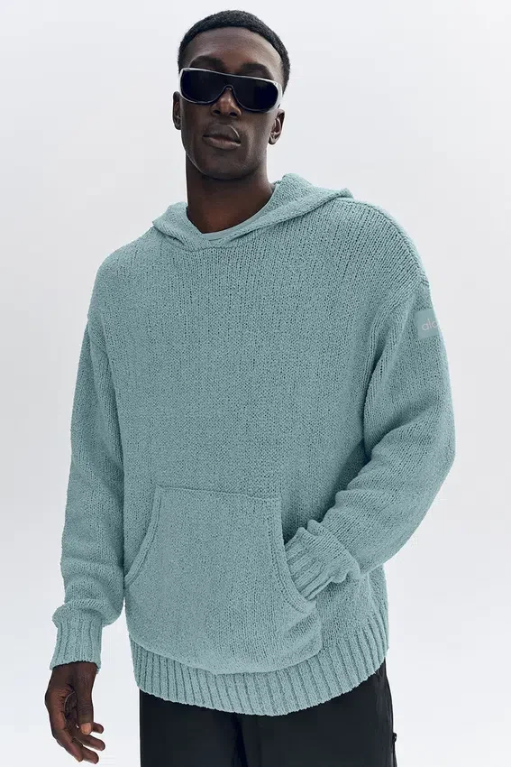 Strickad huvtröja med struktur – Desert Sage