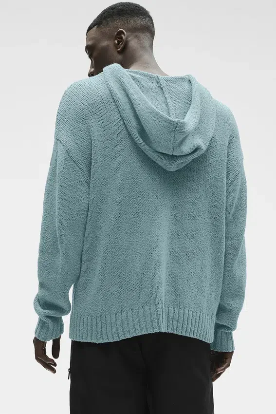 Strickad huvtröja med struktur – Desert Sage