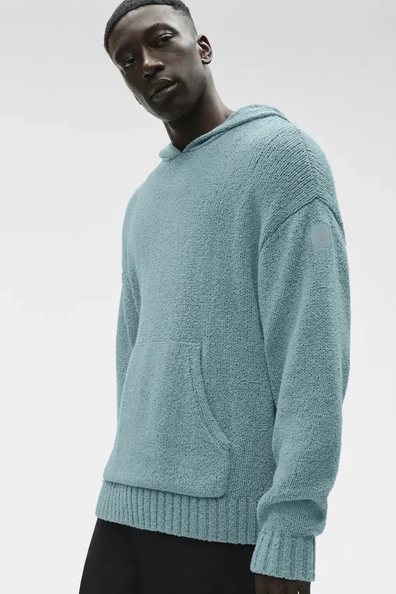 Strickad huvtröja med struktur – Desert Sage