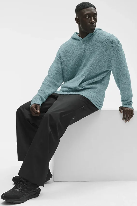 Strickad huvtröja med struktur – Desert Sage