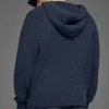 Strickad huvtröja med struktur – Navy