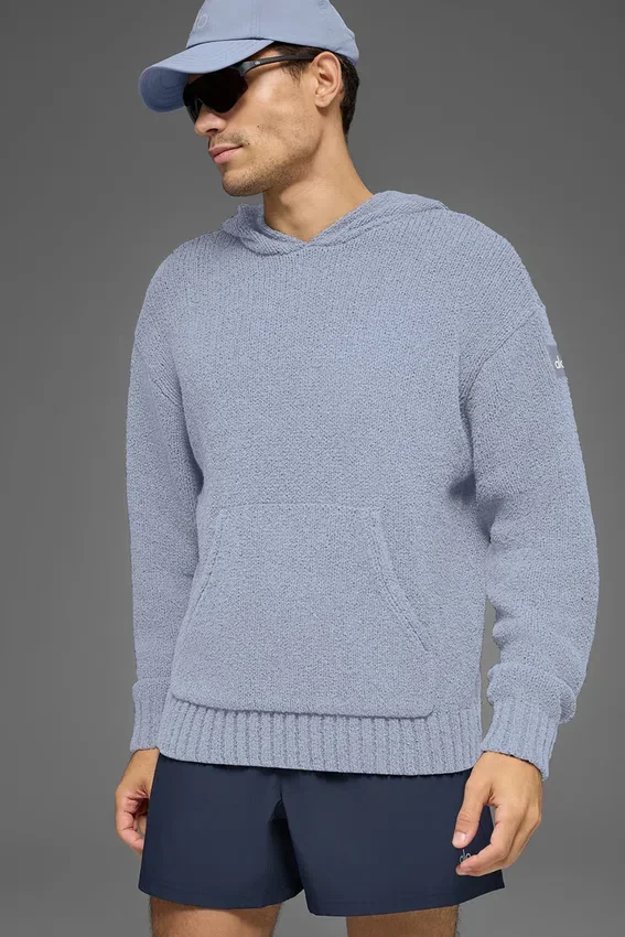 Strickad huvtröja med struktur – Winter Frost