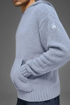 Strickad huvtröja med struktur – Winter Frost