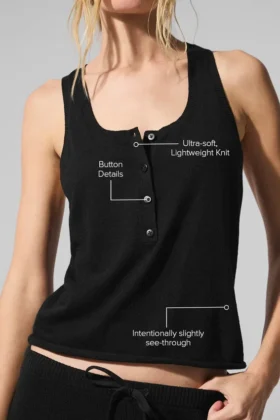 Supernatural Stickat Henley Tank – svart