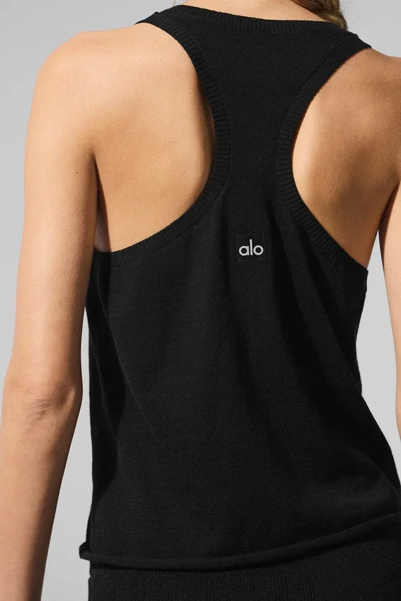 Supernatural Stickat Henley Tank – svart