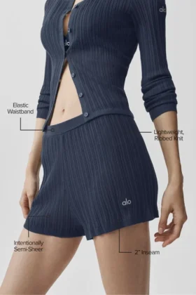 Sweater High-Waist Sunlit Shorts – Navy