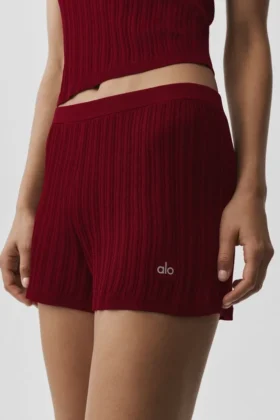 Sweater High-Waist Sunlit Shorts – Summer Romance Red