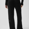Sweater Knit Mid-Rise Unwind Wide Leg Byxor – Black