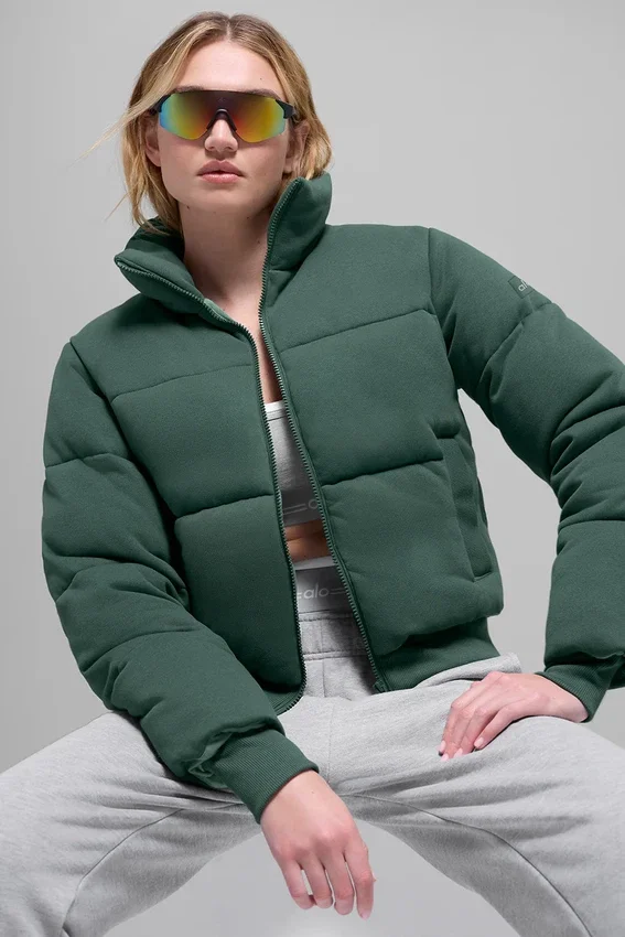Sweatshirt-pufferjacka – klövergrön