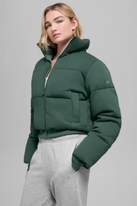 Sweatshirt-pufferjacka – klövergrön