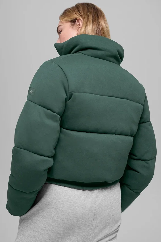 Sweatshirt-pufferjacka – klövergrön
