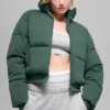 Sweatshirt-pufferjacka – klövergrön