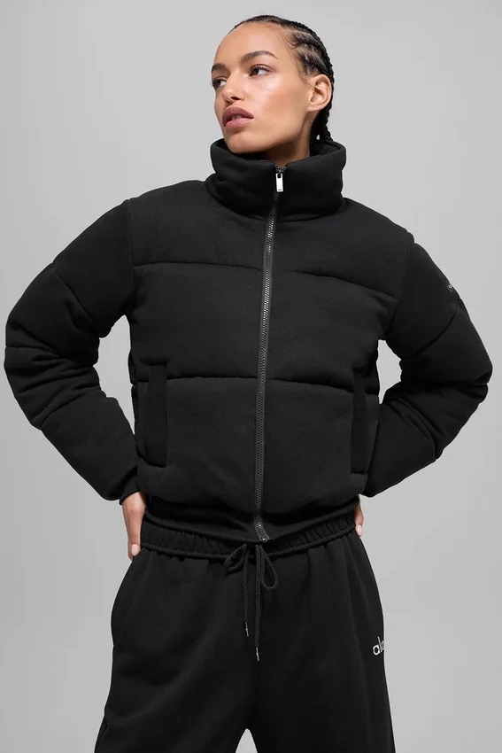 Sweatshirt-pufferjacka – svart