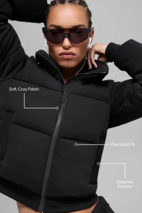 Sweatshirt-pufferjacka – svart