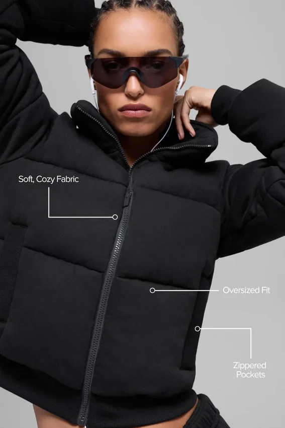 Sweatshirt-pufferjacka – svart