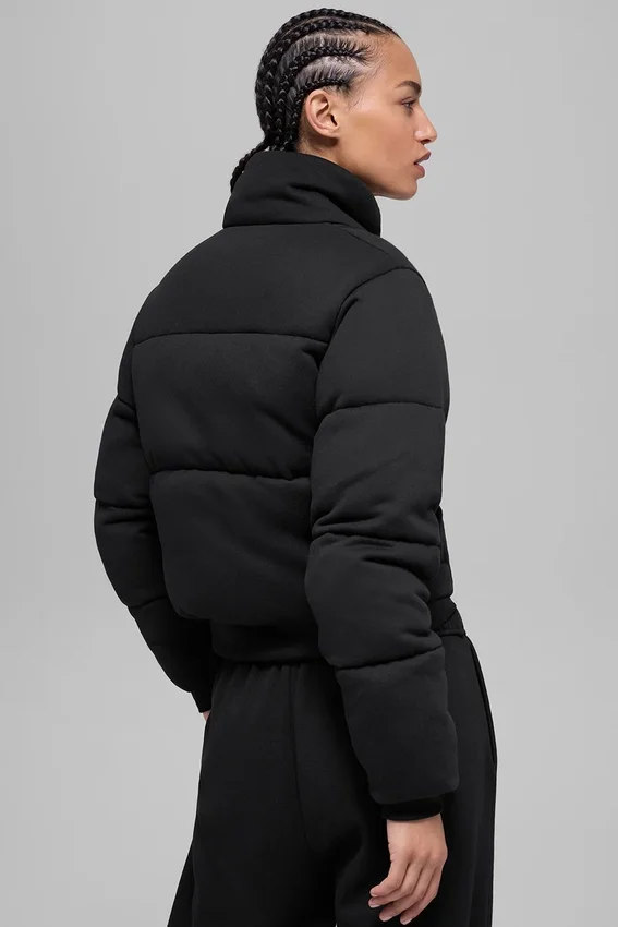 Sweatshirt-pufferjacka – svart