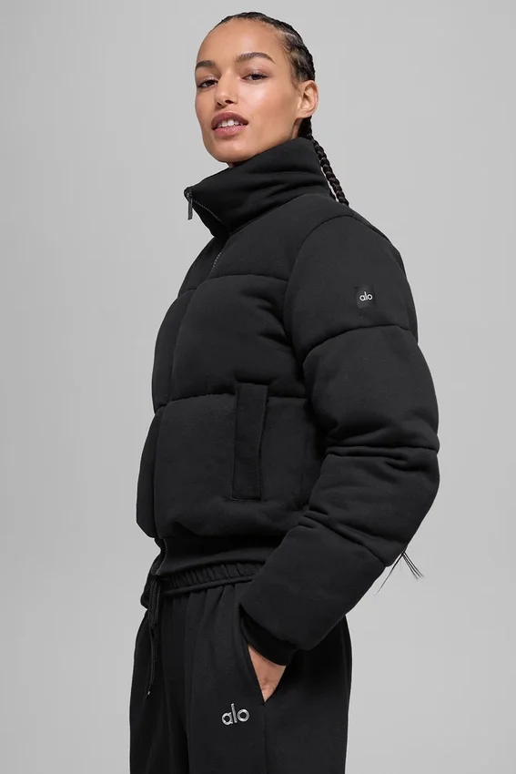 Sweatshirt-pufferjacka – svart