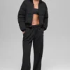 Sweatshirt-pufferjacka – svart